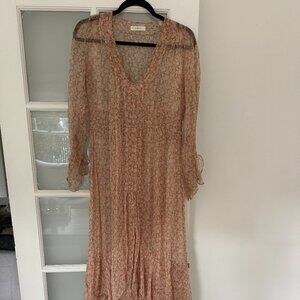 Doen Silk Dress (includes slip) / Pink and cream